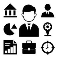 Set of office and business flat icons on white background vector