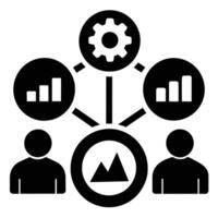 Set of operations management flat icons on white background vector