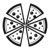 Set of Pizza with one slice separated linear icon on white background vector