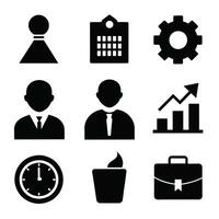Set of office and business flat icons on white background vector