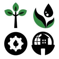 Set of Ecology flat icons on white background vector