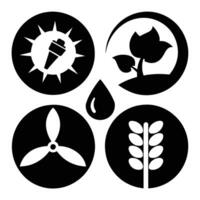 Set of Ecology flat icons on white background vector