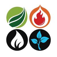 Set of elements of nature symbols earth, water, air and fire with simple water drop icon on white background vector