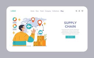 Vertical integration web or landing. Company's supply chain optimization vector