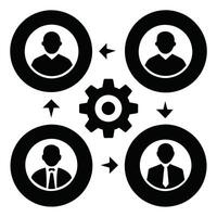 Set of operations management flat icons on white background vector
