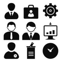 Set of office and business flat icons on white background vector