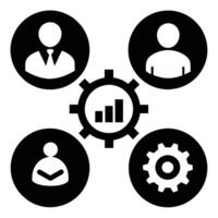 Set of operations management flat icons on white background vector