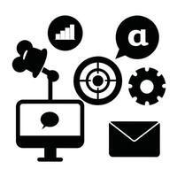 Set of digital marketing icons on white background vector