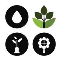 Set of Ecology flat icons on white background vector