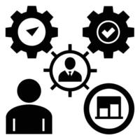 Set of operations management flat icons on white background vector