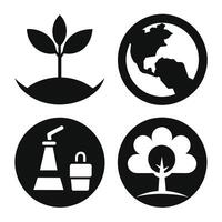 Set of Ecology flat icons on white background vector
