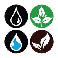 Set of elements of nature symbols earth, water, air and fire with simple water drop icon on white background vector