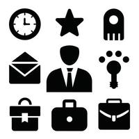 Set of office and business flat icons on white background vector