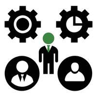 Set of operations management flat icons on white background vector