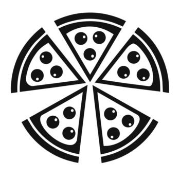 Set of Pizza with one slice separated linear icon on white background vector