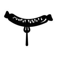 hot dog on a fork icon vector
