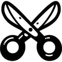 Open scissors in monochrome. Scissors for cutting paper and fabric. Simple minimalistic in black ink drawing on white background vector