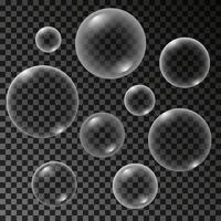 aire burbujas conjunto aislado en oscuro antecedentes vector