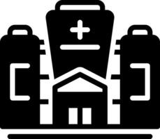 Solid black icon for hospital vector