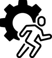 Solid black icon for action vector