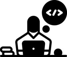 Solid black icon for hacker vector
