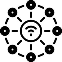 Solid black icon for network vector