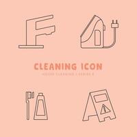 Cleaning Icon and Symbol Collection Flat Design - Editable Icon Illustration vector