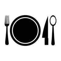 spoon and fork plate icon illustration symbol design vector