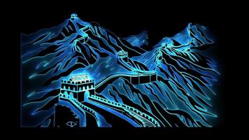 néon Cadre effet génial mur de Chine, briller, noir Contexte. video
