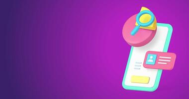 Business analyzing searching information smartphone application 3d icon animation video
