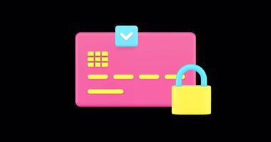 carta pagamento protezione pagare sicurezza in linea bancario transazione sicurezza 3d icona animazione video