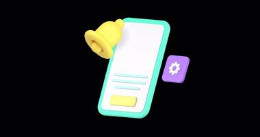 Incoming new message reminder inbox email smartphone application 3d icon animation with alpha channel video