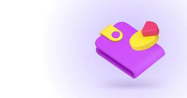 Budget balance planning analyzing financial accounting wallet pie chart 3d icon animation loop video