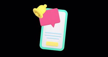 Incoming message sound alert quick tips smartphone app 3d icon animation with alpha channel video