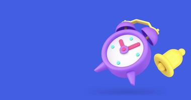 Alarm clock ring bell warning reminder call sound notification push tone signal 3d icon animation video