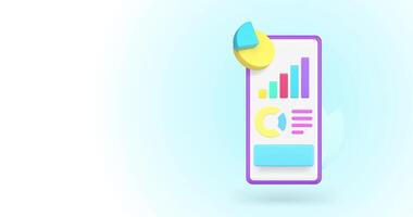 Geschäft Analysieren Graph Diagramm Arbeitsablauf Statistik Diagramm Smartphone App 3d Symbol Animation video