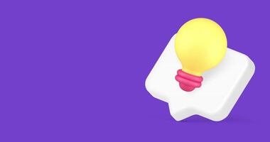 Idea innovation light bulb quick tips helpful knowledge information alert 3d icon animation video