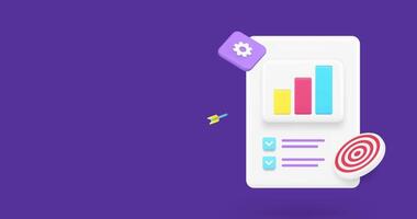 Business analyzing complete bar graph diagram checklist checkmark report 3d icon animation video