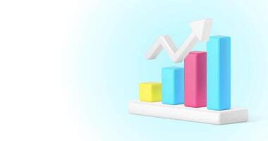 Data analyzing bar graph dynamic up arrow business statistic increase 3d icon animation video