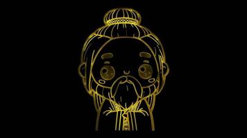 Neon frame effect symbols associated with Confucianism, glow, black background. video