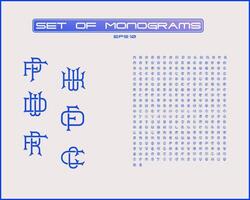 Victorian monograms illustration. Set of monogram design. vector