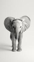 Cute baby elephant on a light background. Realistic elephant figure isolated. Concept of animals, zoology, wildlife education, and conservation awareness. Vertical photo