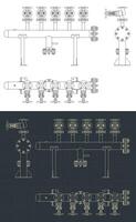 Steam header blueprints vector