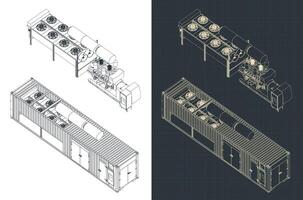 Container type generator structure blueprints vector