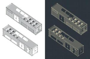 Container type generator isometric blueprints vector