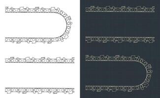 Chainsaw chain blueprints vector