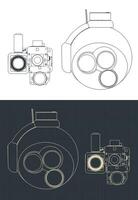 Enclosed ball gimbal camera blueprints vector