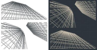Stylized illustrations of skyscrapers vector