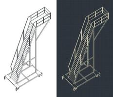 Mobile work platform isometric blueprints vector