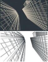Stylized illustrations of skyscrapers vector